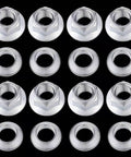 ATV Lockin Lug Nuts Set M10x1.25, 8 Nuts And 8 Tapered Adapters arranged on black background