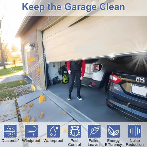 Garage Door Bottom Seal Kit 16.5ft EPDM Rubber Weatherproof Seal With Aluminum Track Kit, installed on garage, blocks drafts and pests.
