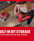 User handling Badass 3/8 Inch Cordless Drill Driver With Battery And Charger Included for easy bit storage and access.