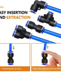 60 Piece 1 Quarter Inch Push To Connect Air Hose Fittings Quick Release Pneumatic Kit with blue and black fittings for air lines