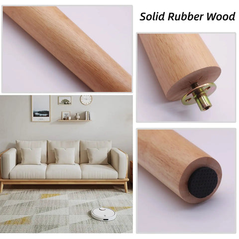 Solid Rubber Wood Replacement Sofa Legs Set Of Four 6 Inch Slant Leg Design For Couch Loveseat Chair Ottoman Or Coffee Table