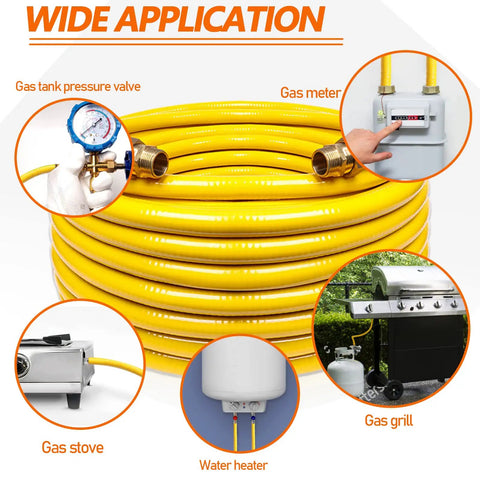 33-Foot Half Inch Flexible CSST Gas Line Kit For Natural Gas And Propane Grills with adapters and stainless steel tubing
