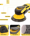 Brushless 350W Random Orbital Sander With 3A Motor, Variable Speed Corded Sander for DIY Woodworking, Instant Stop Safety