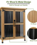 Outdoor Storage Cabinet For Small Spaces Wood And Metal Build with detailed view of doors and material design