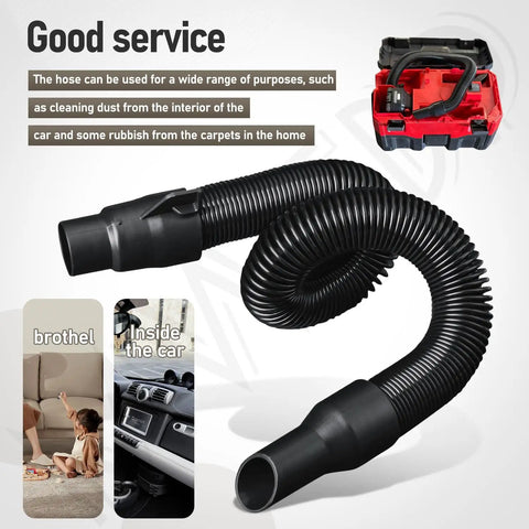 Black flexible hose for cordless vacuum with image of vacuum cleaner. Internal Storage Vacuum Hose For 18V And 28V Cordless Wet Dry Vacuums Replacement Hose 14 37 0105 Compatible With 0880 20 0780 20 0970 20 Models Flexible Durable Hose For Strong Suction And Easy Cleaning.
