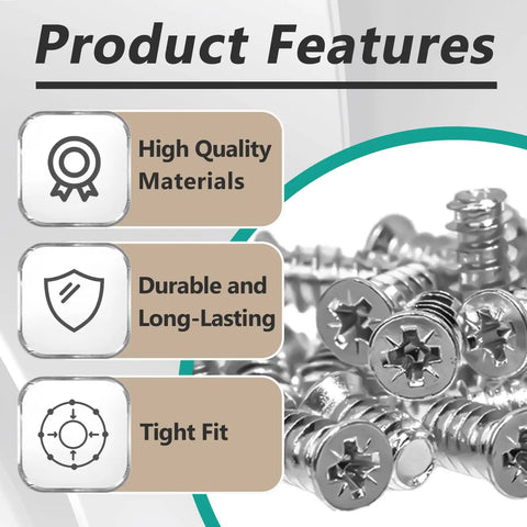 Heavy Duty Drawer Rail Euro Screws One Hundred Pack Cabinet Slide Replacement Fastener Set features high quality materials and tight fit.