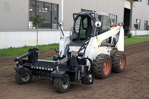 72 Inch Beefy Heavy Duty Power Rake Skid Steer Attachment For Landscaping And Construction With Wide Raking Coverage