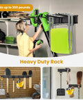48 Inch Heavy Duty Wall Mounted Tool Organizer Rack With Three Rails And Six Adjustable Double Hooks for garden tools