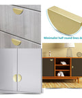 Brushed Brass Half Moon Cabinet Pulls 4 Pack Semicircle Drawer Handles With Screws 3.07 Inch for Kitchen Cupboards