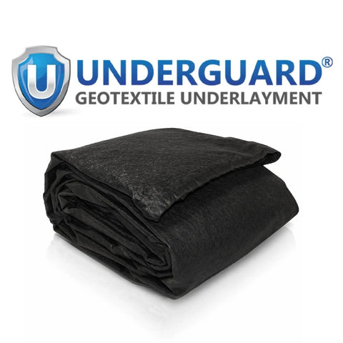 No Stress Heavy Duty Nonwoven Geotextile Underlayment 15 X 15 Feet folded black fabric for weed barrier and pond liner.
