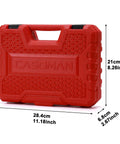 Red carrying case for 1/4 Inch Drive Master Impact Socket Set, 50-Piece, dimensions 11.18 x 8.26 x 2.67 inches