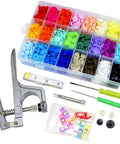 Snaps And Snap Pliers Set With 1440 T5 Plastic Buttons, 360 Sets, Includes 10 Sewing Clips And 1 Measuring Tape, Pro Grade Snap Fasteners Kit For Sewing, Clothing, Crafting, Diapers And Bibs.
