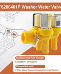 Washer Water Valve Replacement With 3 Solenoid Coils For Speed Queen Huebsch Unimac Models AP4526717 Compatible Rugged Fit And Easy Install F8286401P Part Replacement For Reliable Wash Cycles, yellow metal-bodied valve