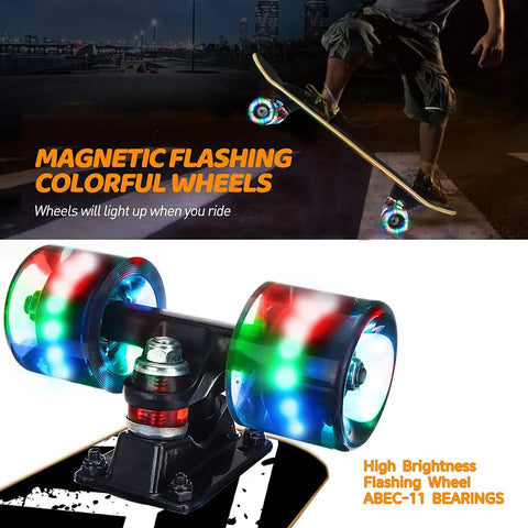 Colorful Flashing Wheels Skateboard For Beginners And All Ages Dope Rad 9 Ply Canadian Maple Deck With Concave Design