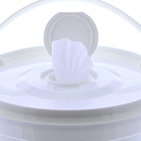 Premium 96 Percent Isopropyl Alcohol Wipes Bulk Pack Comes Packed With 1000 Lint Free SMS Cloth sanitizing rags in a tub.