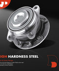 Two Rear Wheel Bearing And Hub Assembly Set Direct Fit For Jeep Cherokee KL Series 2014 2022 And Chrysler 200 2015 2017 FWD Only Built With Beefed Up Heavy Load Ball Or Roller Bearings For Superior Axial And Radial Load Capacity And Quieter Smoother Ride feature high hardness steel material