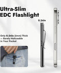 Rechargeable EDC Flashlight Two Pack With USB C Charging Ultra Slim Pocket Light Clip And Magnetic Base size comparison