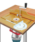 Premium Aluminum Router Lift System With No Sweat Above Table Adjustment For Heavy Duty Woodworking and Engraving Tables Built Solid with precise bit control.