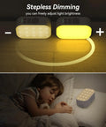 Beast Bright 1000 Lumen LED Camping Lantern With 6400mAh Rechargeable Battery on nightstand, child sleeping nearby.