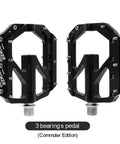 Black Non Slip Aluminum MTB Bike Pedals With 3 Bearing 9 By 16 Inch Spindle for road BMX MTB fixie bikes, smooth bearings.