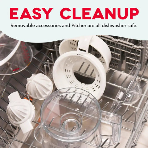 Dash Dual Electric Citrus Juicer Machine With Auto Reversing Reamer And Adjustable Pulp Control inside dishwasher with accessories
