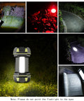 Beast Mode LED High Power Rechargeable Flashlight Lantern With 8 Modes shown illuminating various outdoor scenes