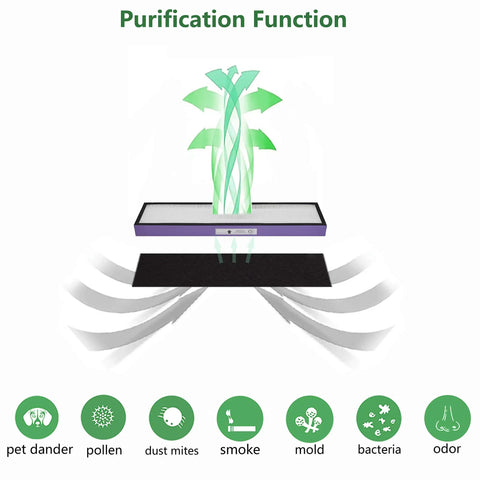 Purification function diagram for Pet Dander, Hair and Odor Filter C; airflow indicates filtration of allergens and odors.