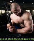 All In One Gym Cable Attachments Set Tricep Rope in use for strength training in a home gym environment