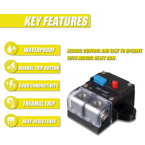 300 Amp Resettable Circuit Breaker For Car Audio And Amp Protection Self Recovery Auto Reset Durable High Current Breaker