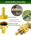 Branded Garden Hose Repair Kit With 6 Premium Brass Barb Connectors And Fittings For Quick Fixes, Including Female Male Adapters And Stainless Steel Clamps To Fix Leaks And Extend Hose Life Today, 3/4 GHT brass fittings