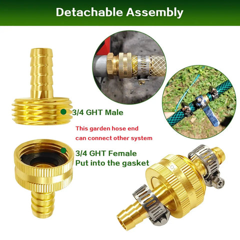 Branded Garden Hose Repair Kit With 6 Premium Brass Barb Connectors And Fittings For Quick Fixes, Including Female Male Adapters And Stainless Steel Clamps To Fix Leaks And Extend Hose Life Today, 3/4 GHT brass fittings