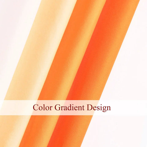 Close-up of Orange And White Ombre Light Filtering Privacy Curtains Set Of 2 Panels showcasing gradient design.