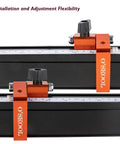 Expandable 68 Inch Miter Saw Fence System With Adjustable Flip Stop And Dual Scale Tape, Aluminum Track close-up view
