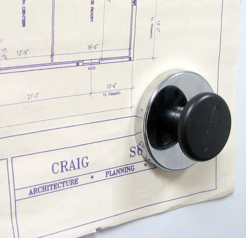 Heavy Duty Ceramic Round Base Magnets With Knobs 95 Lb Pull Each Nickel Plated 3.2 Inch Diameter 1.41 Inch High Chrome Knob 2 Pack For Home Office Classroom And Workshop holding blueprint