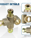 Three Way T Shape Brass Brake Tee With M10 x 1.0 Male Nuts And Short Unions For Connecting Three Sixteenth Inch Brake Line Pipes Brakeline Tee Fitting Inverted Female Tee Elbow Connector Replacement brass brake tee with three threaded ports