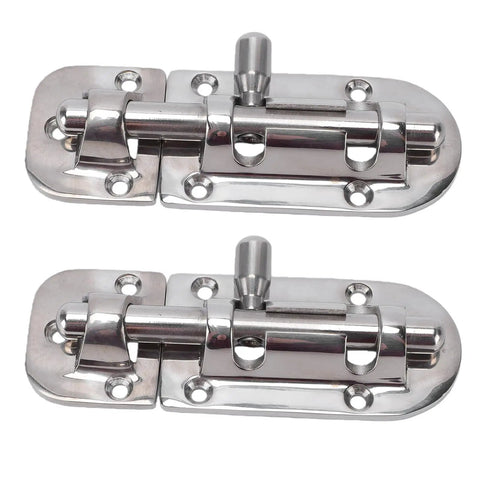 316 Stainless Marine Cabinet Lock Latch Sliding Kit with Polished Mirror Finish for Boats and RVs, Windows, Doors, Hatches, and Cabinets