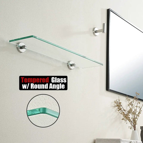 Glass Shower Shelf With 8mm Tempered Glass 20 By 5 Inches 304 Stainless Steel Brushed Finish Wall Mount Organizer For Bathroom