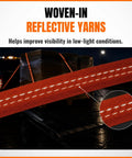 Rock Solid 15 Ft Ratchet Straps 4 Pack 1 Inch Wide showing reflective yarns for visibility in low light on trailer.