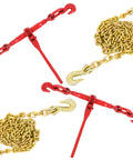 Heavy Duty Ratchet Chain Binder Set 2 Pack With G80 Chains One Quarter To Five Sixteenths Inch Twelve Foot Length Built Tough Secure Load