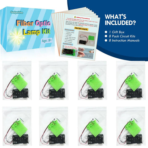 Fiber Optic Light Science Kits For Kids Set Of 8 Hands On STEM Projects With Simple Circuits packaging and components