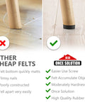 Comparison of other felt protectors vs Heavy Duty Screw On Furniture Rubber Feet 32 Pack Anti Slip Floor Protectors For Chair Legs Fits 0.7 0.95 And 1.25 Inch Options For Hardwood Floors And Keeps Your Floors Scratch Free on chair leg.