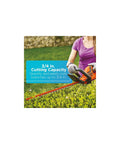 Person using 40V Max Hedge Trimmer With 22 Inch Dual Action Blade Low Vibration for Smooth Cuts Up To Three Quarters Inch Thick