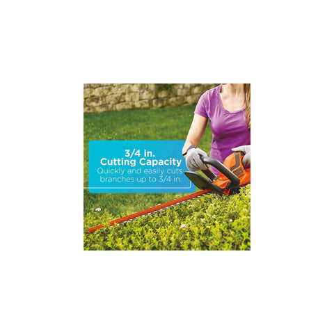 Person using 40V Max Hedge Trimmer With 22 Inch Dual Action Blade Low Vibration for Smooth Cuts Up To Three Quarters Inch Thick