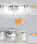 Comparison of Three Light Brushed Nickel Vanity Light With Crystal Glass Shade 3000K 4000K 6000K Color Temperature Eye Protection LED