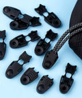 50 Pcs Zipper Pull Tabs And Cord Ends Kit For Paracord, Parachute Cord, Shoelace Tips, black with a backpack display