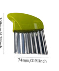 PDETVEO green crinkle cutter with stainless steel wavy blade, 74mm length.