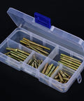 Plastic box containing 110 Pcs M4 Dowel Screws Hanger Bolts Dowel Pins Furniture Connectors Zinc Plated Iron Double Ended Screws