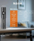 WD12 Dive Light 1400 Lumen Scuba Backup Underwater Flashlight With 3 Modes And Power Indicator, showing specs and size guide