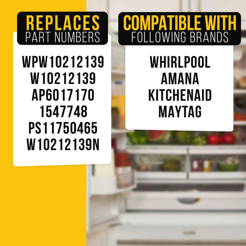 Refrigerator Door Shelf Bin Replacement 2-Pack for Whirlpool Maytag KitchenAid Fridge Door Shelves part numbers display