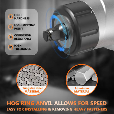 8.5 Amp Electric Impact Wrench One Half Inch Drive 450 Nm Max Torque Corded Power Tool With Hog Ring Anvil Close-up